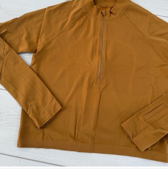 Lululemon Women's Mustard Long Sleeve Top 1/2 Zip Sz 12 - Picture 4 of 6